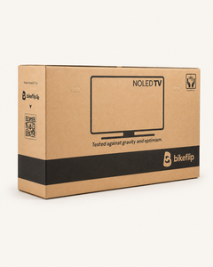 Bikeflip Box with bike packed inside the open shipping box